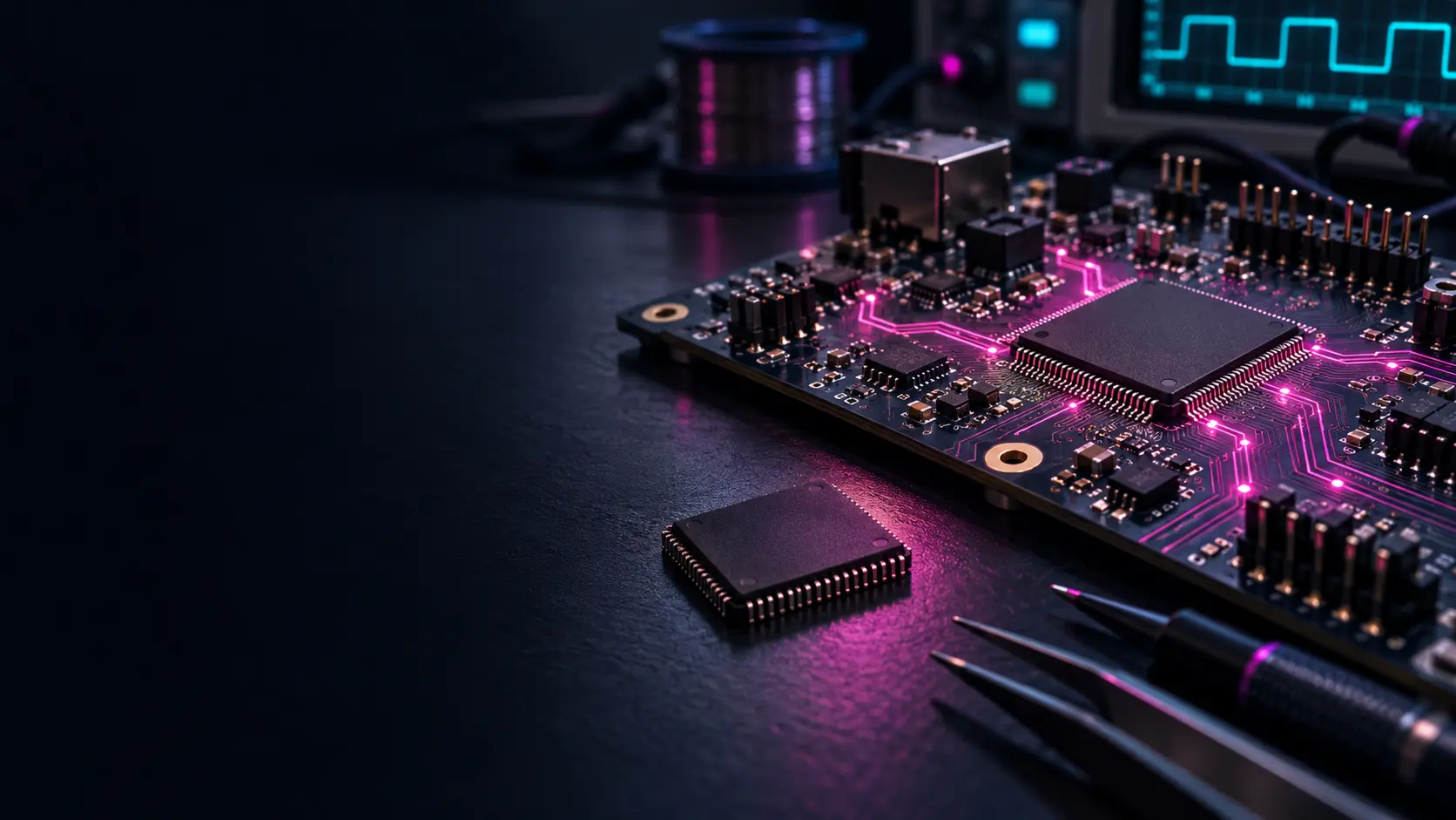 Embedded development board and semiconductor in an electronics laboratory